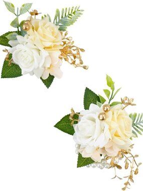 Corsage and Boutonniere Set for Prom Homecoming Wedding Party Dance Champagne